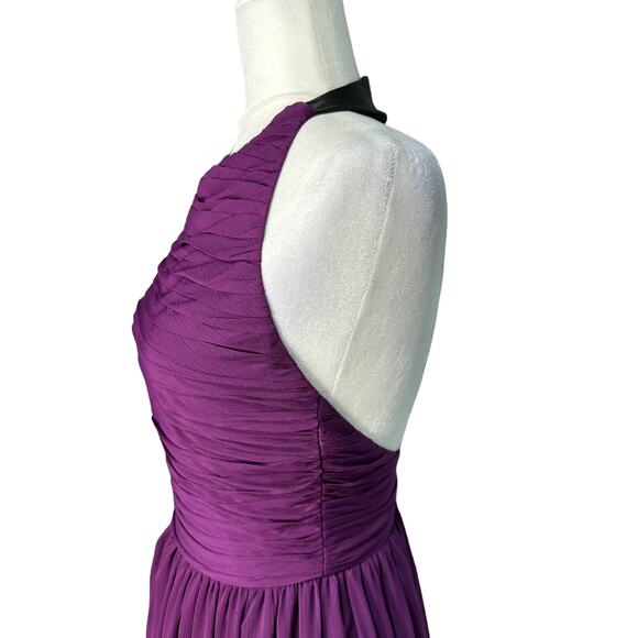 ALICE + OLIVIA Womens 2 Purple Chiffon Sleeveless Runnie Leather Back Maxi Dress - Picture 7 of 12